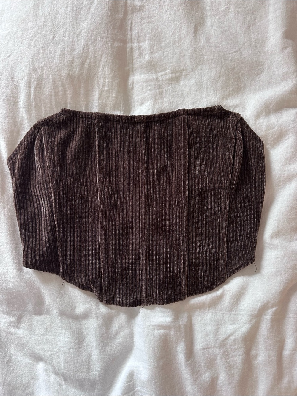 Brown ribbed tube top from  SHEIN￼